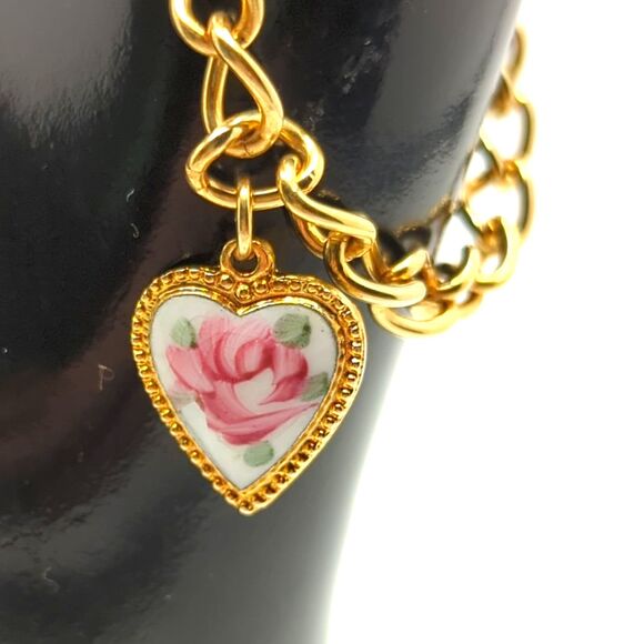 Vintage Emmons Rose Heart bracelet - 1950's or 1960's - Signed - Picture 1 of 3